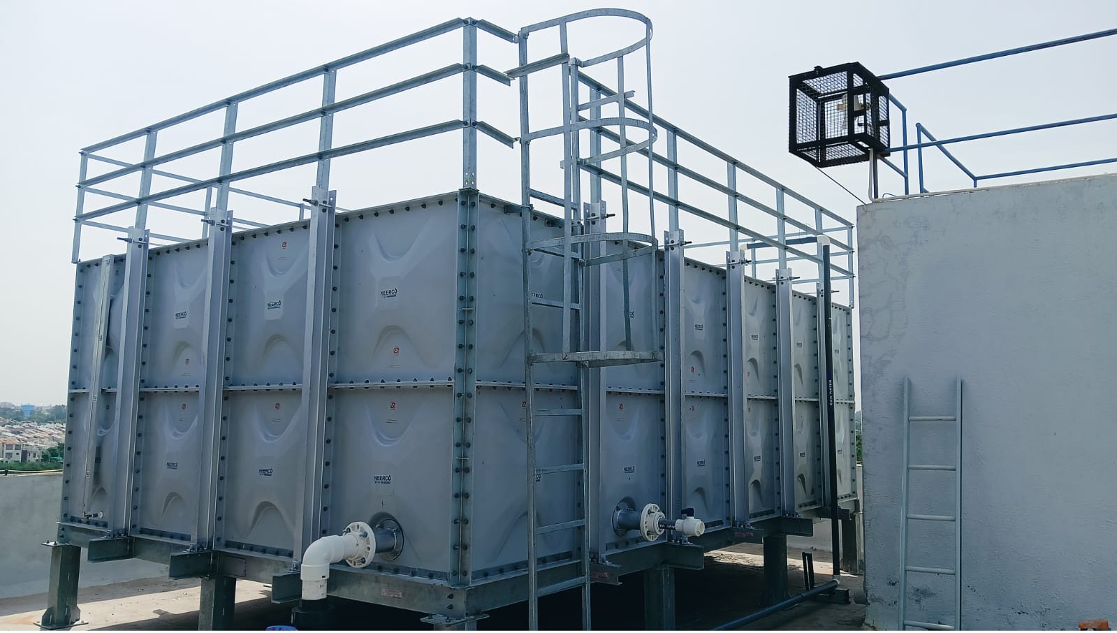 GRP Panel Water Tank rooftop installation by HP Engineers